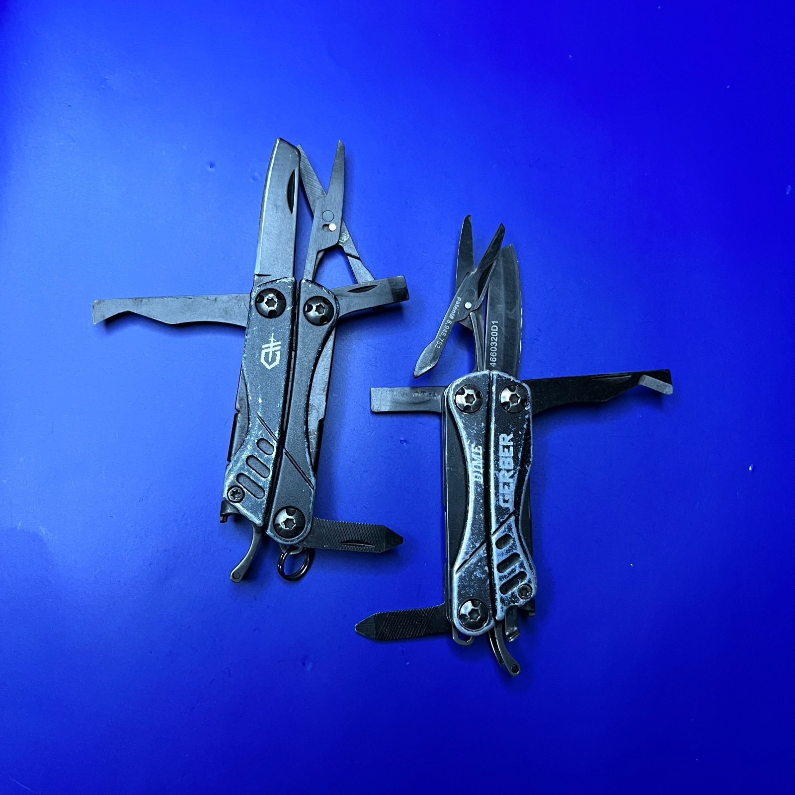 Lot of 2 Gerber Dime Multi-Tools Small Keychain Pliers Knife File Scissors