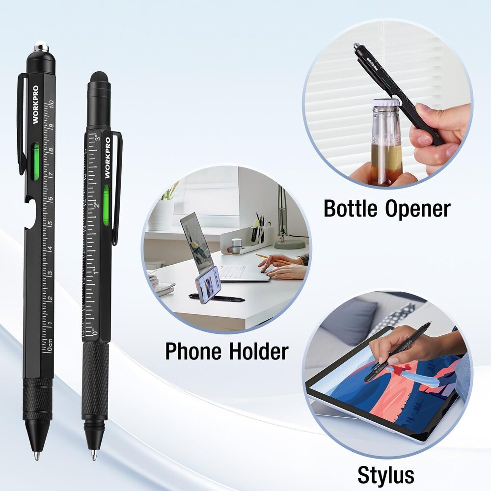 WORKPRO 2-Pack Upgraded Multi-Tool Pens 9 Functions Multi-tool Pen Set Daily Use