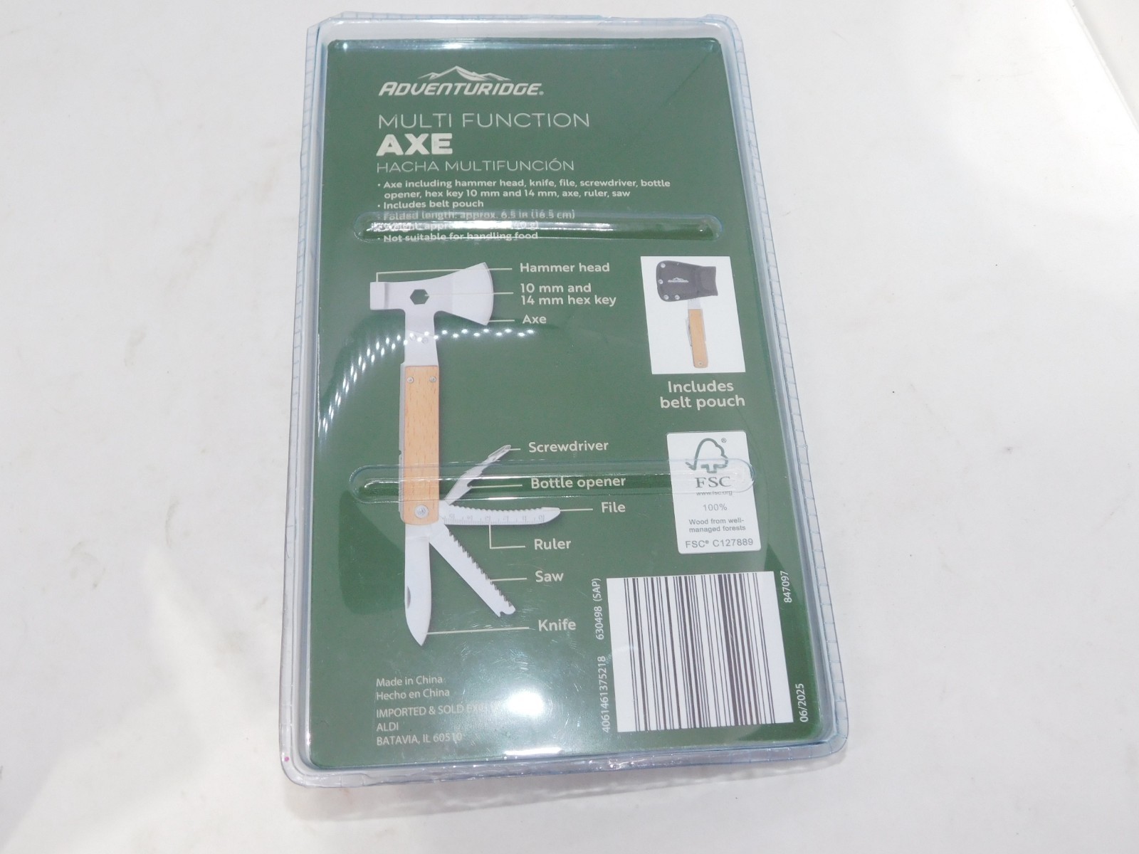 Adventuridge Multi Tool Axe w/Pouch Camping Fishing Hunting