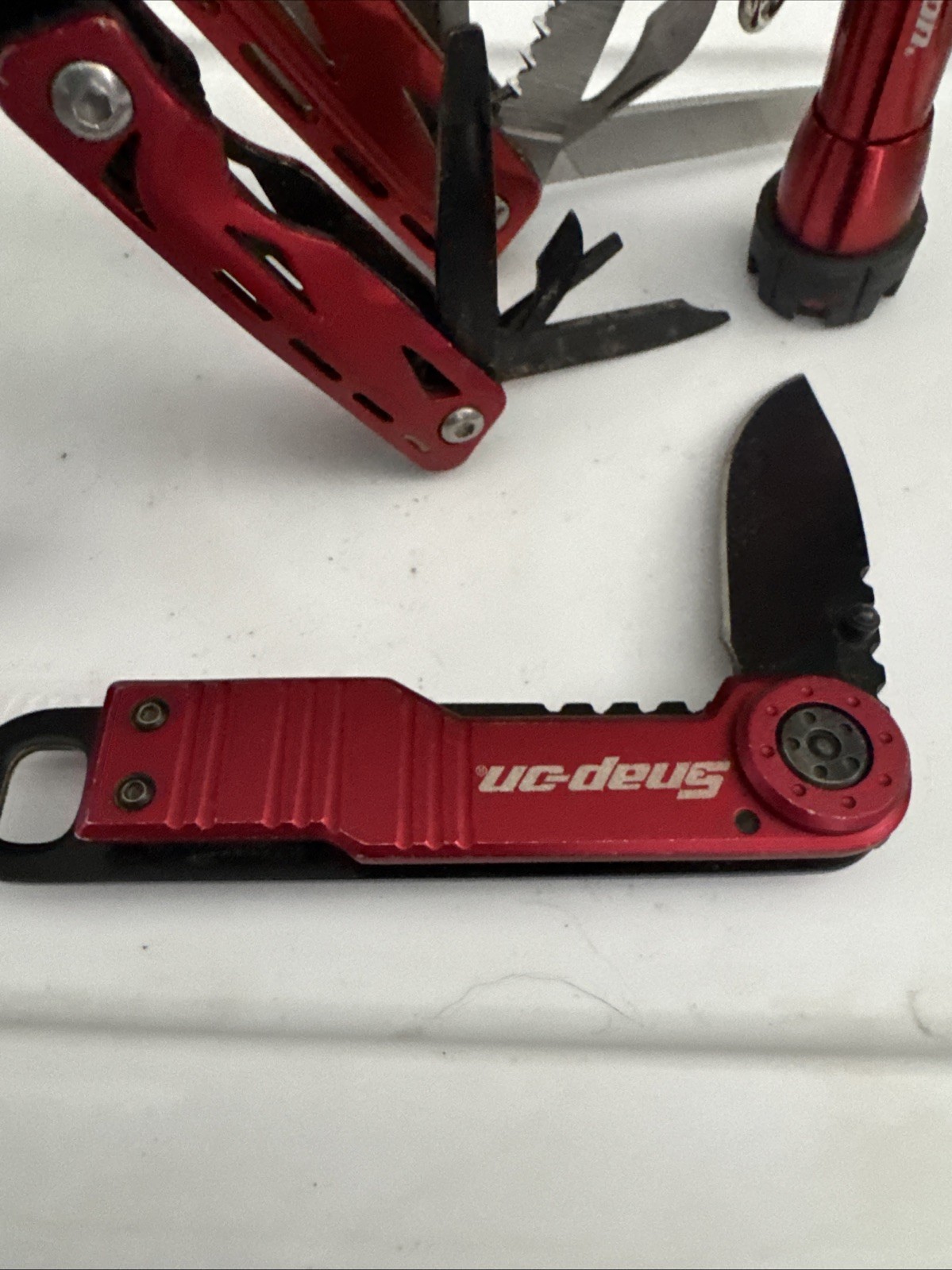 Snap On Tool Multi Tool Set. 2 Tools (reg/mini) 1 Knife And 1 Mini Flashlight