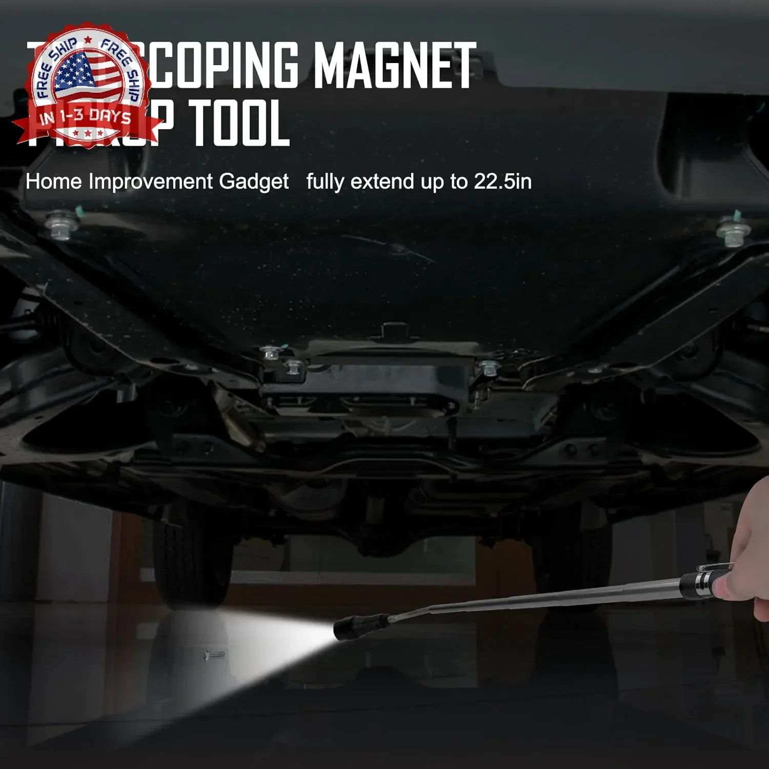 Magnetic Flashlight Fathers Day Dad Gifts for Men: Extendable Magnet Pickup Tool