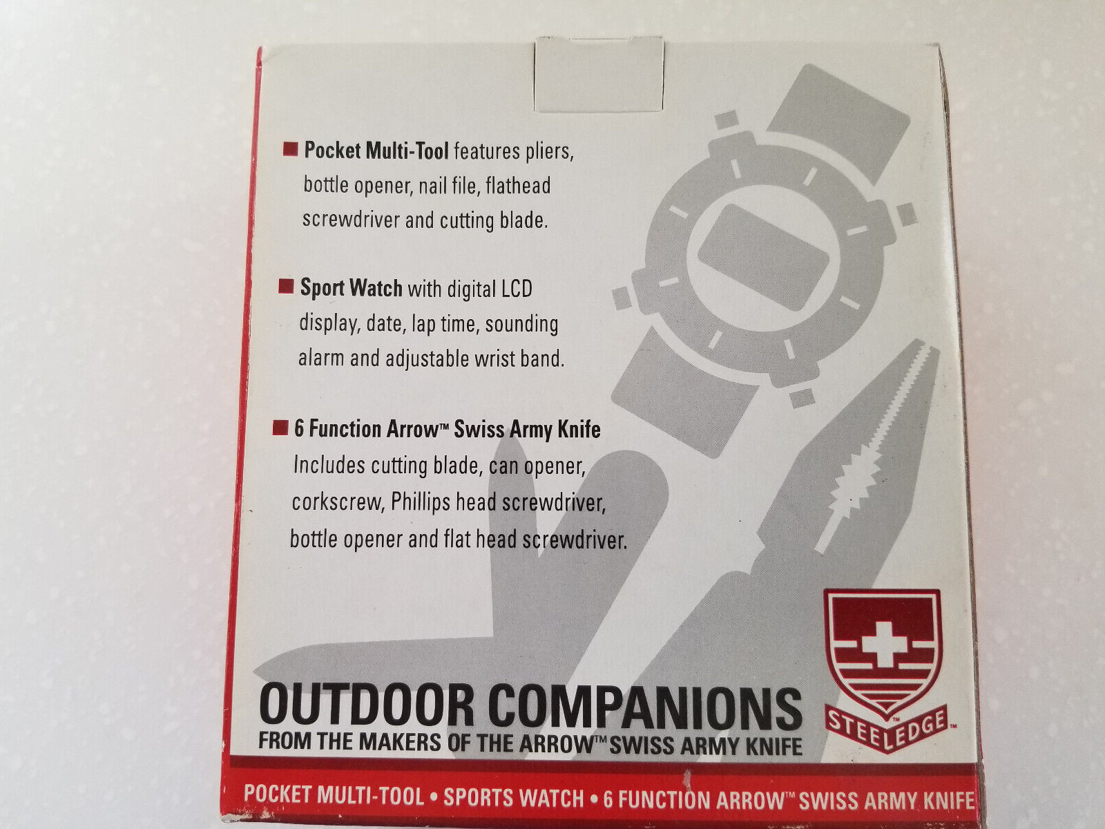 Outdoor Companions Pocket Multi-Tool, Sports Watch, 6 Function Arrow Swiss Knife