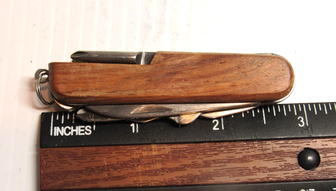 Set of 2 Wood Trim Multi Function Pocket Knife Camping Hiking Tool+Beltloop clip