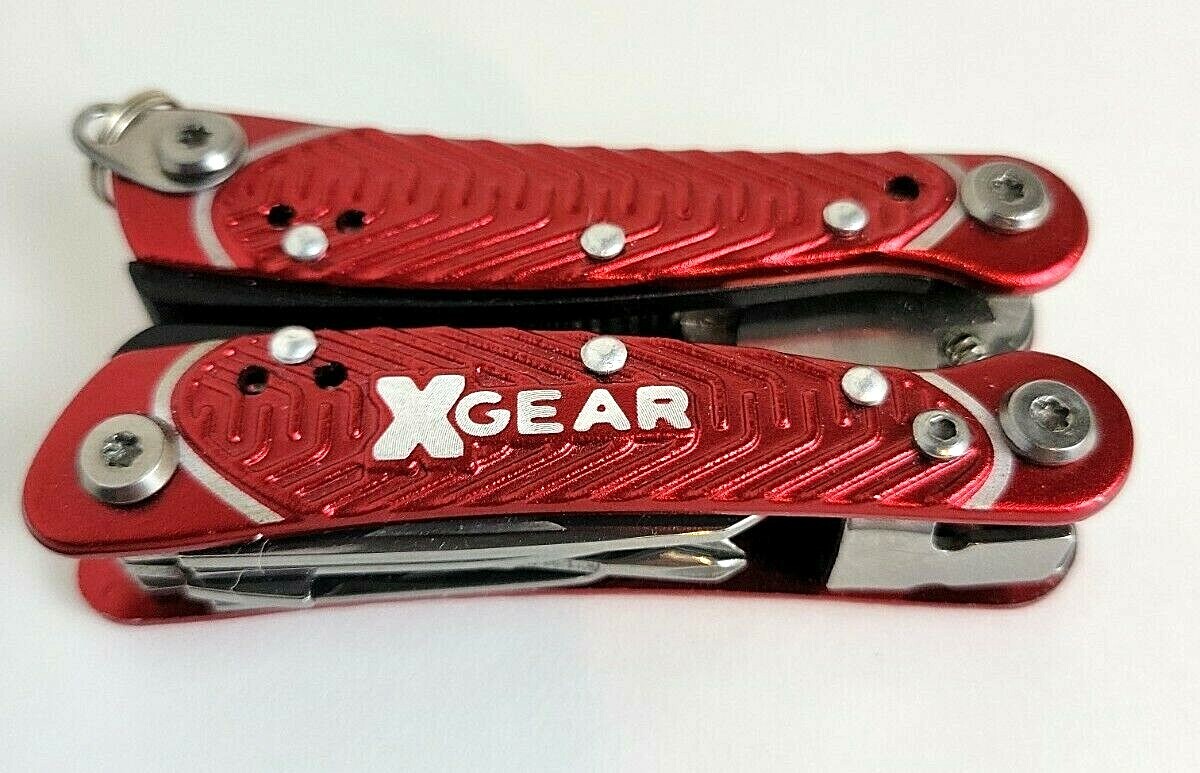 XGEAR Red Multi-Tool Pliers (philips, bottle opener, flashlight, knife, etc.) 3″