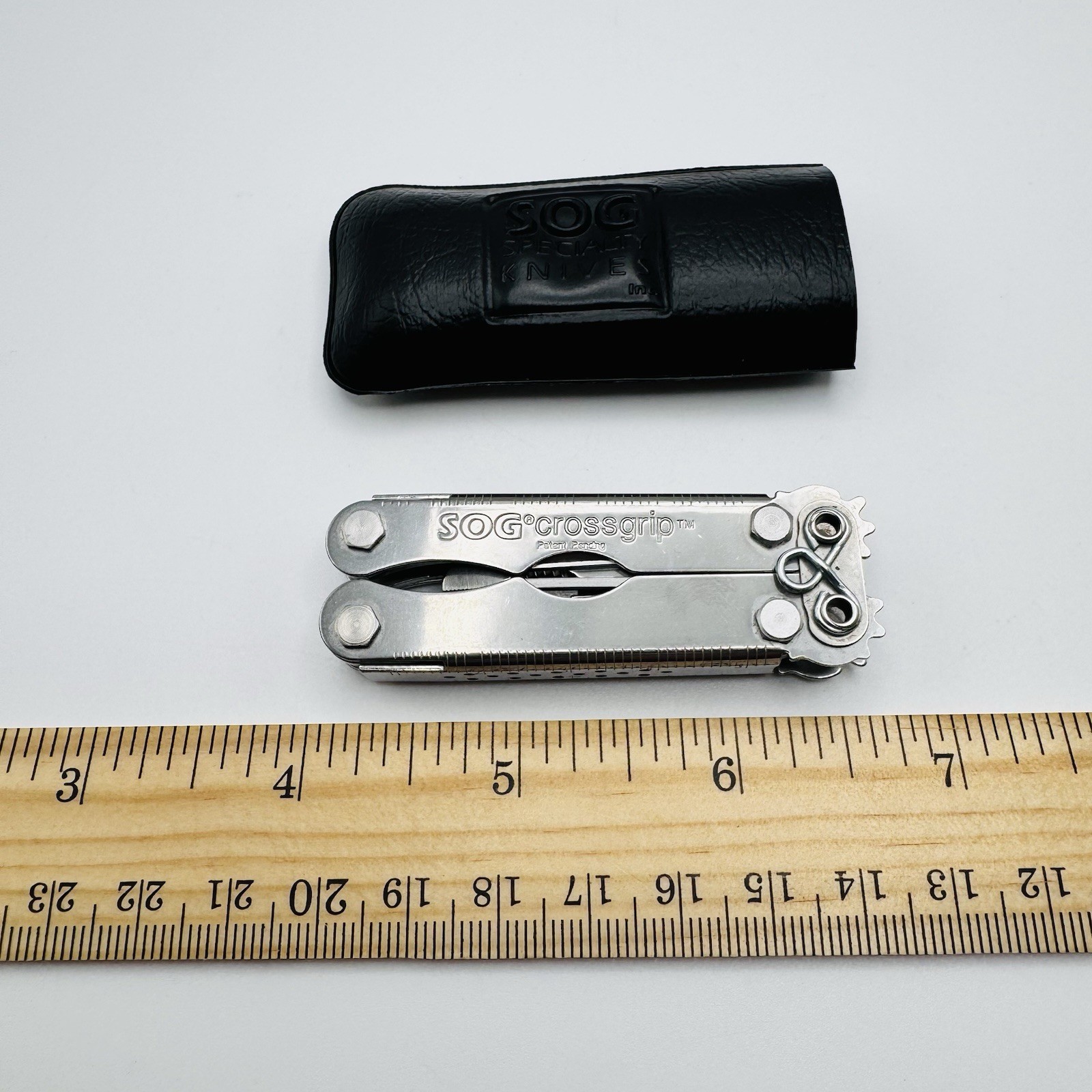 NOS SOG Crossgrip CG55-Compact-Multi-Tool-Discontinued-Pliers-Knife-File-Ruler