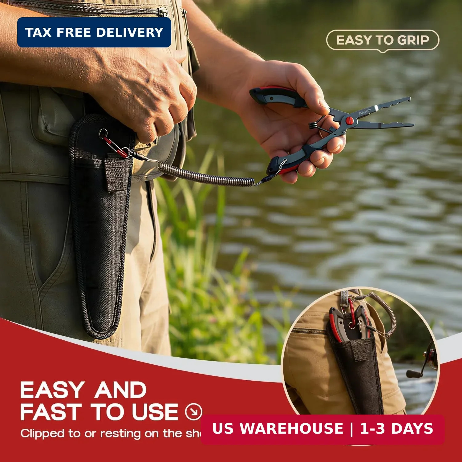 Fishing Pliers 8.4″ Long Nose Multi-Function Fishing Tool – Stainless Steel Hook