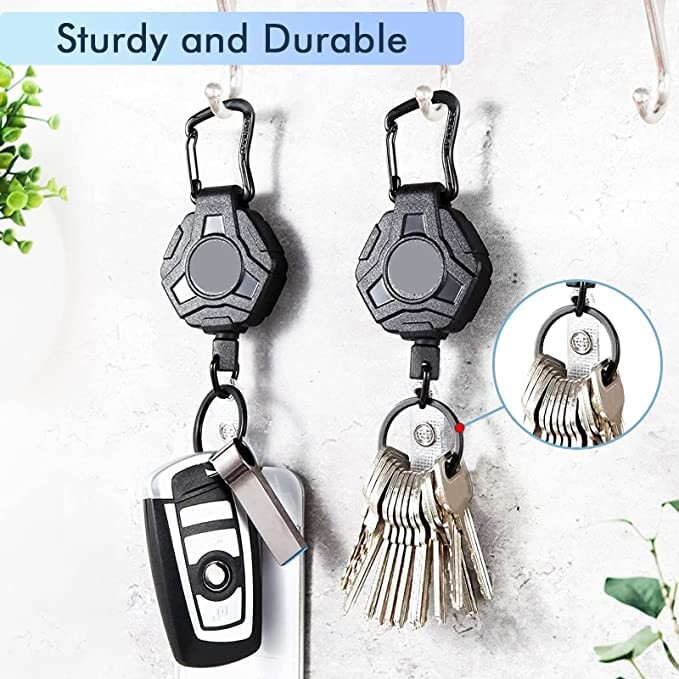 Automatic Telescopic Keychain Anti-theft Wire Rope Elastic Sports Buckle