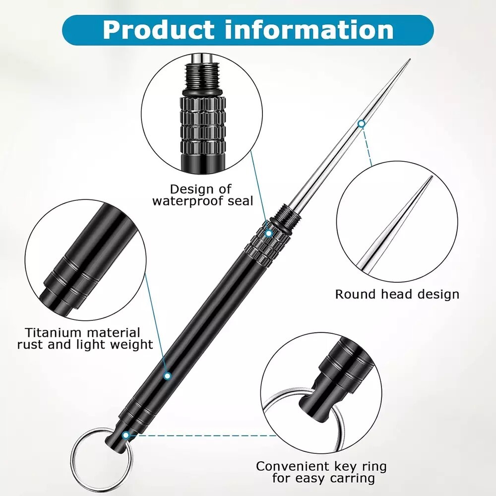5 Pieces Metal Titanium Toothpicks Portable Toothpick Keychain Travel camping