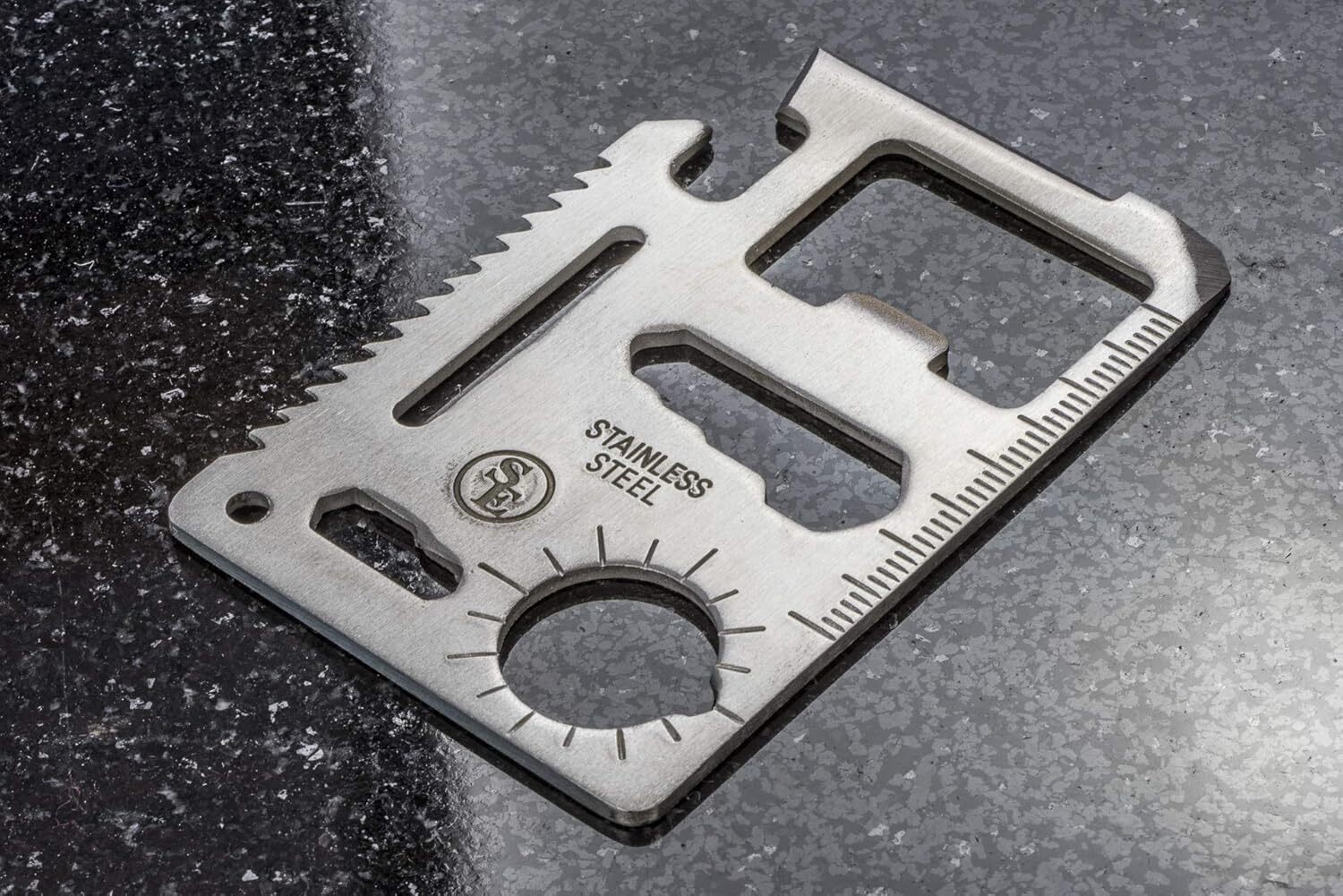 11-Function Stainless Steel Survival Pocket Tool – Credit Card Size + Case
