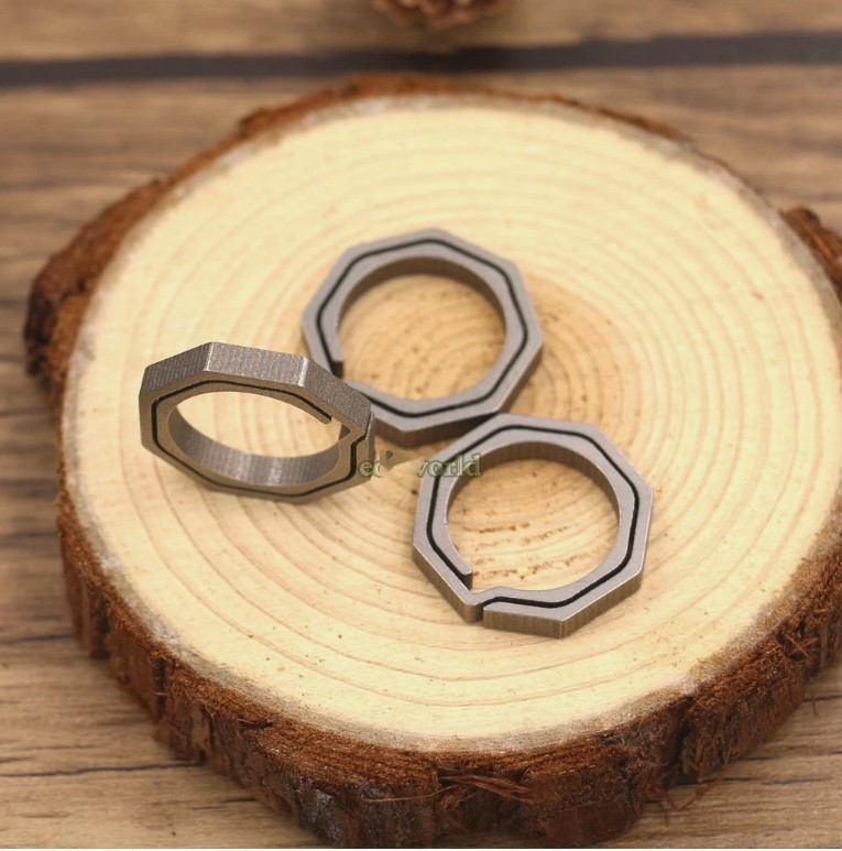 3pcs Mini Titanium Ti Key Chain Concise Octagon Key Ring Portable Outdoor EDC
