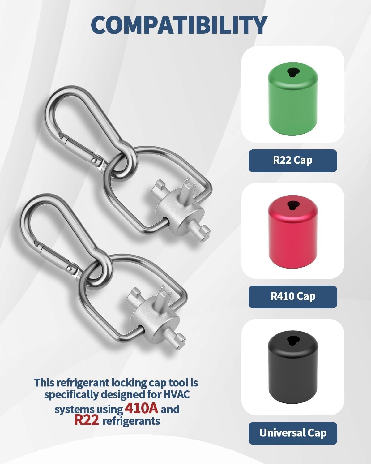 HVAC Tools Locking Cap Key for R410A R22 Refrigerant, 3in1 Valve Core Removal…