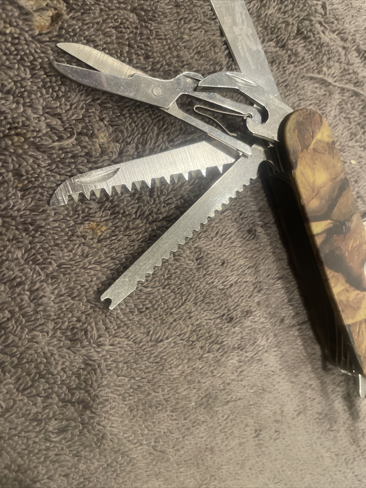Appalachian Trail Camper Knife Multitool function Camo Design