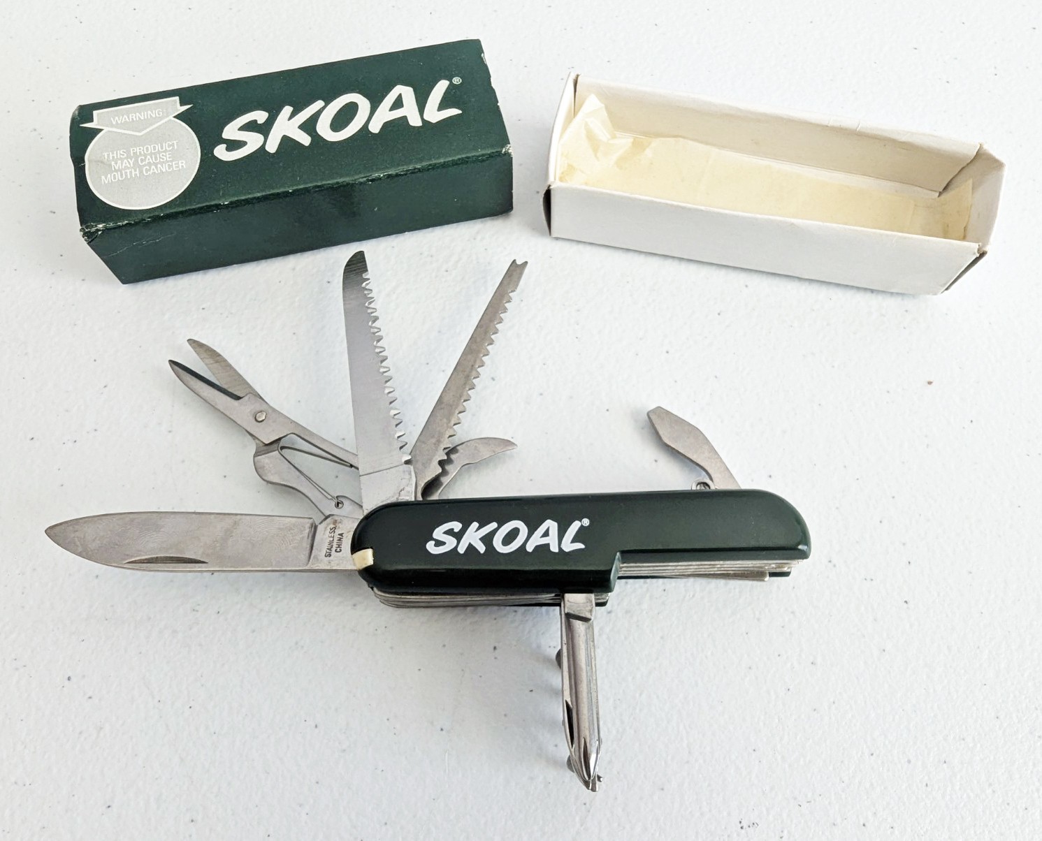 Skoal 5-Tool Multi-Tool Pocket Knife Keychain w/ Box Scissors Saw Promo
