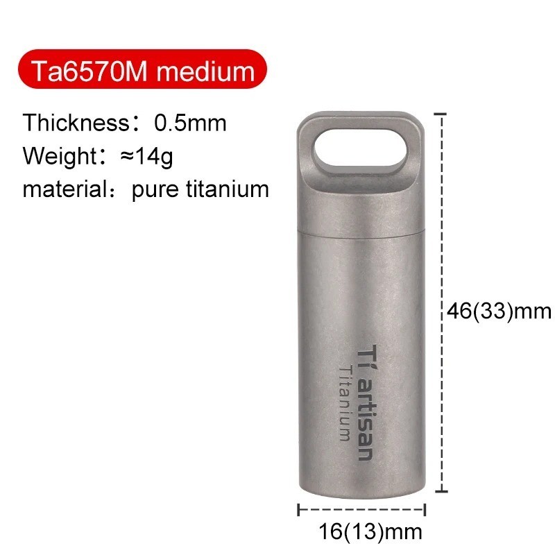 Titanium Alloy Waterproof Container Pill Box Travel Survival EDC Tool Keychain
