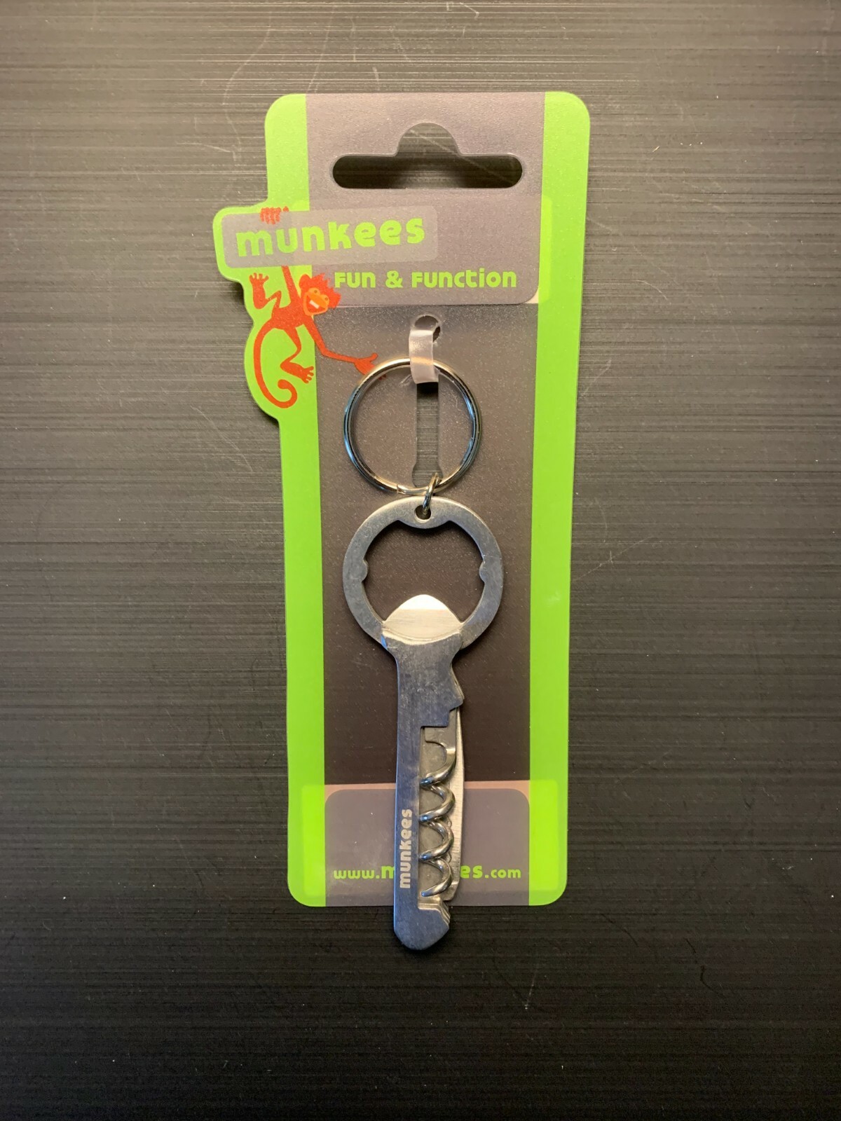 Munkees Stainless Steel Keychain Corkscrew Bottle Opener and Knife – 3456