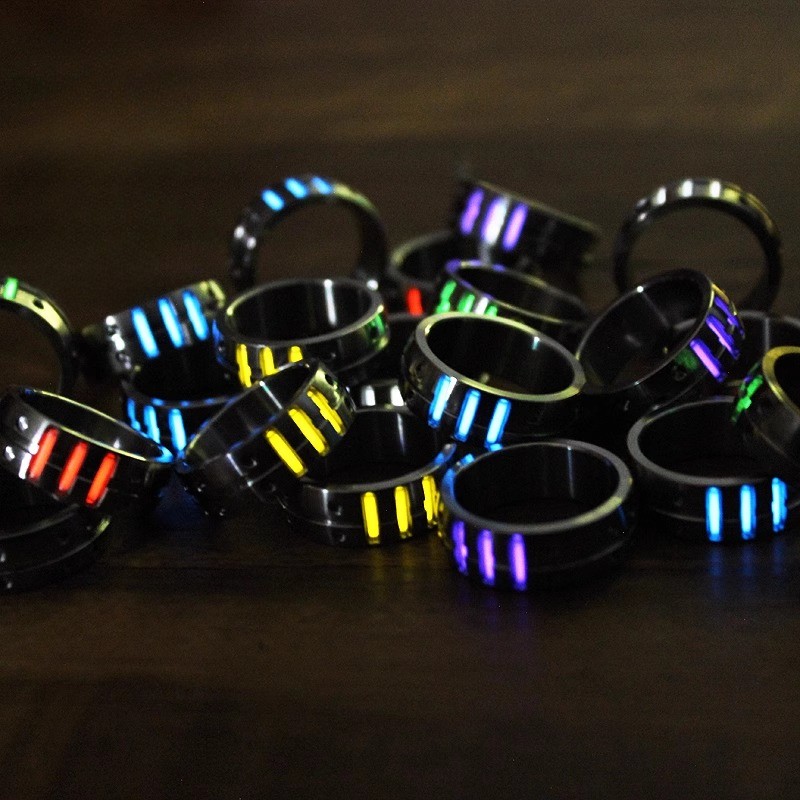 Titanium Alloy Luminous Ring Night Light Multi Color 18mm Gift Collection