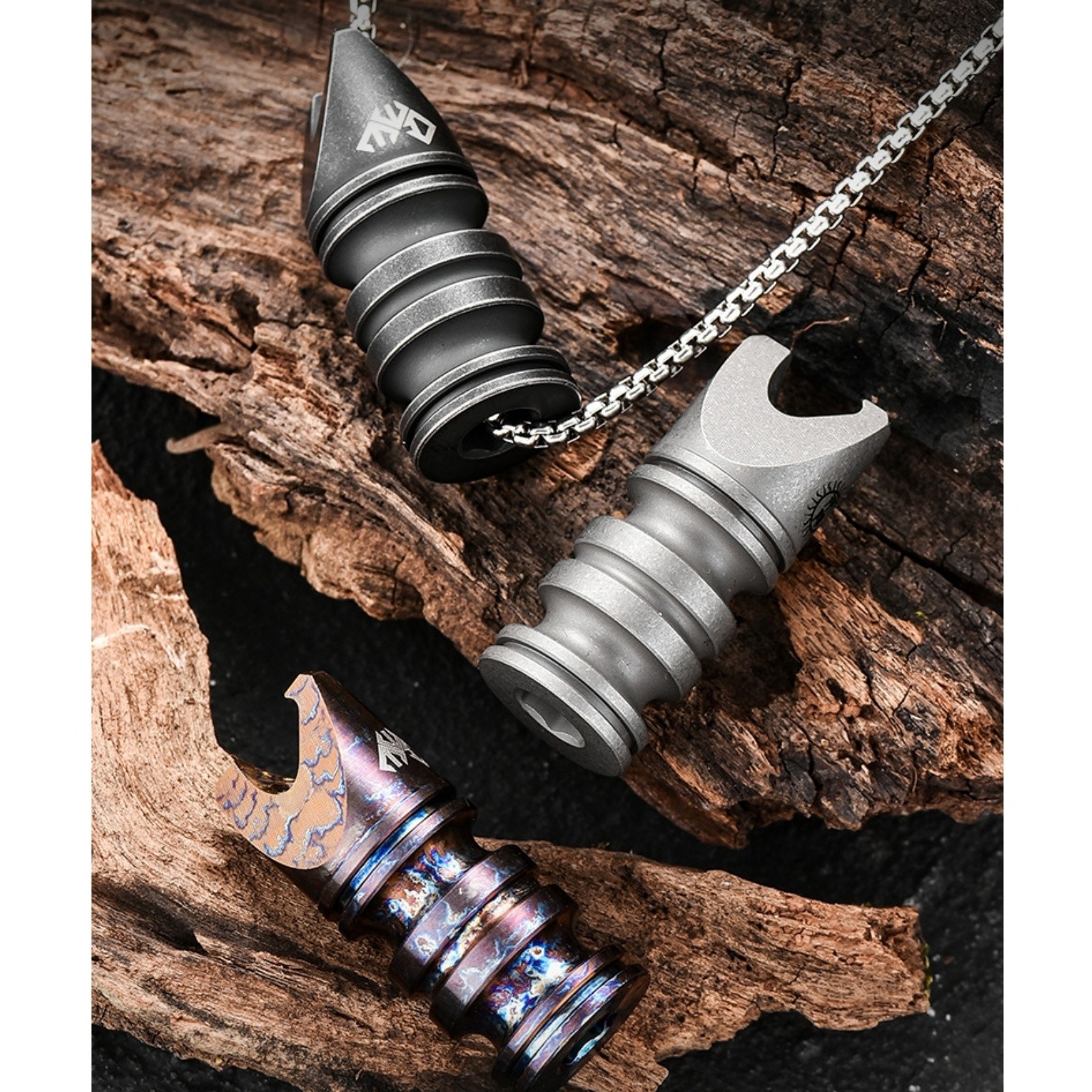 Titanium Alloy EDC Pendant Multi-Tool Bottle Opener 5mm Hex Wrench Keychain