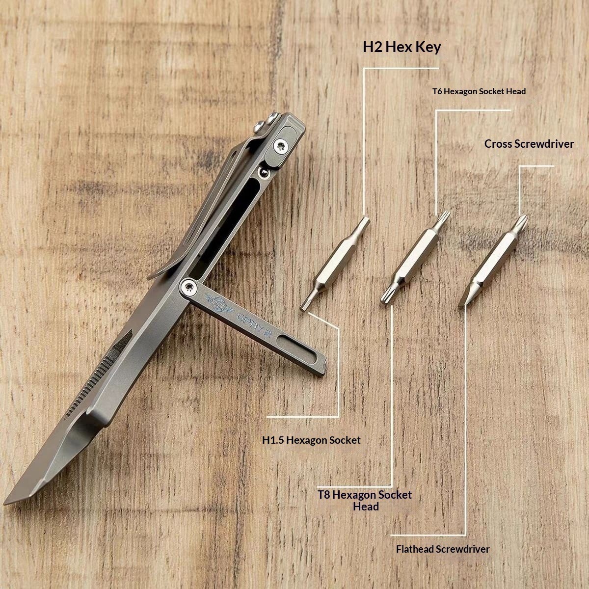 TC4 Titanium Alloy Pry Bar Hex Wrench Screwdriver – Back Clip EDC Multi Tool