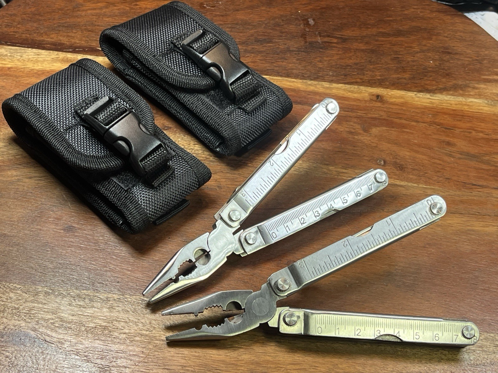 15 Function Multitool Plier Crimper Knife File + Sheath (Lot of 2)