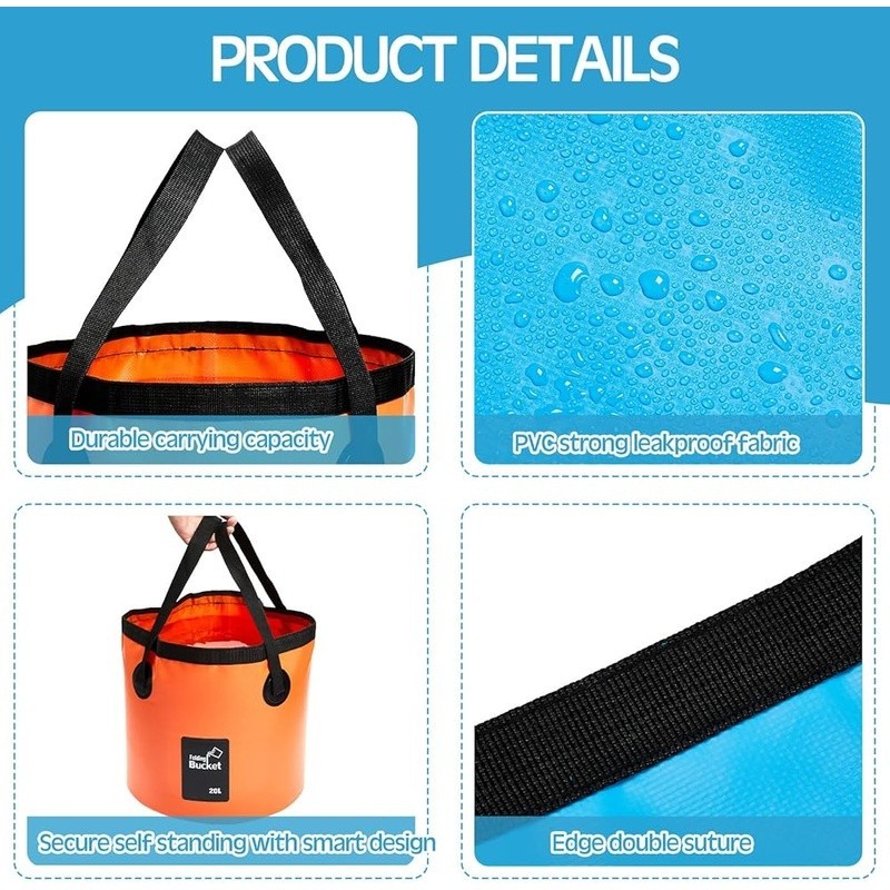 Collapsible Buckets 3 Pack Portable Waterproof Outdoor Camping Folding Tool New