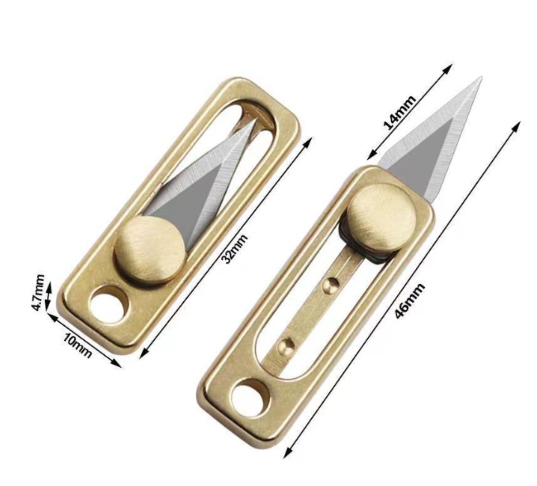 Titanium Alloy Brass Mini Knife Blade Survival Escape Key Chain Pendant EDC TOOL