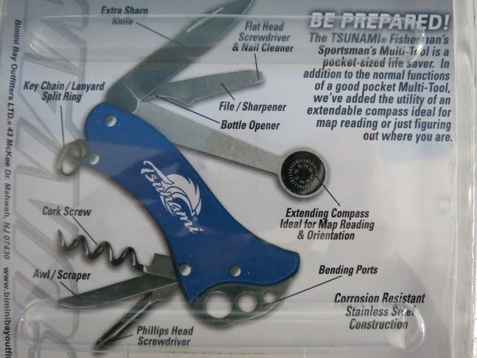 TSUNAMI SPORTSMAN’S UTILITY-TOOL CORROSION RESISTANCE SS w/ COMPASS #TSFUT6