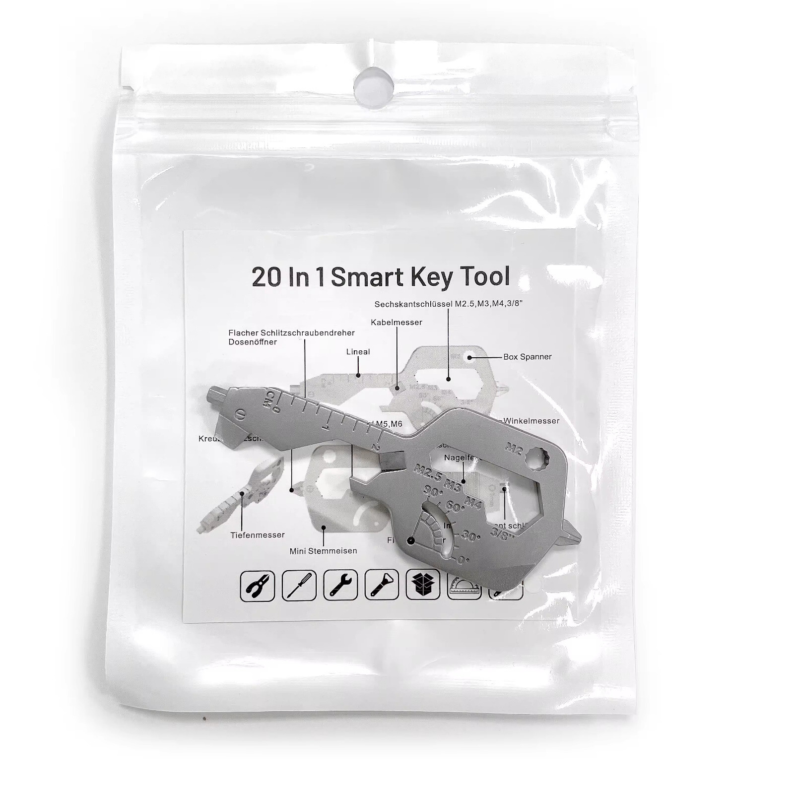 New Multi Tool Key Design 19 in 1 Custom Stainless Steel Key Chain Tools.