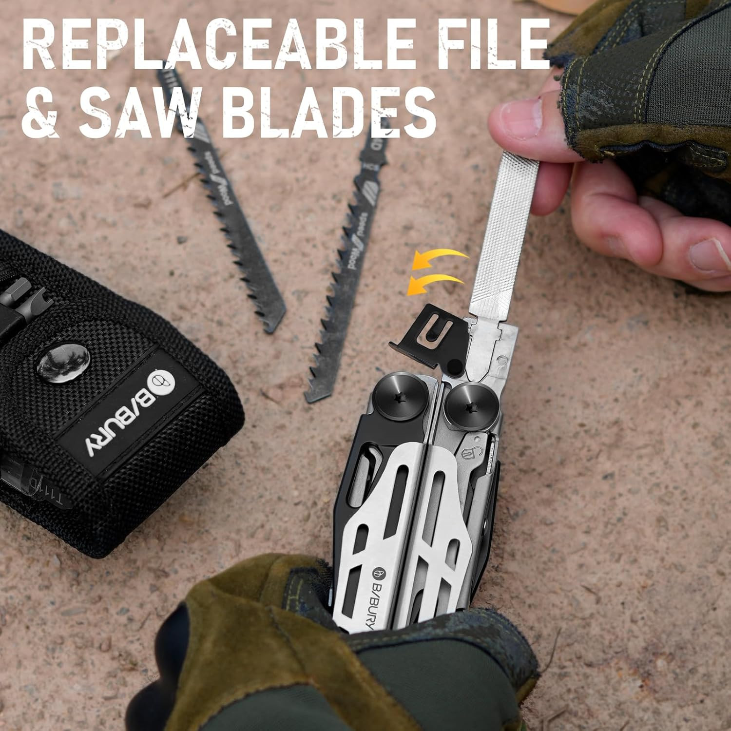 BIBURY Multitool Pliers Pro BI2045, Foldable Multitools with Replaceable Wire Cu