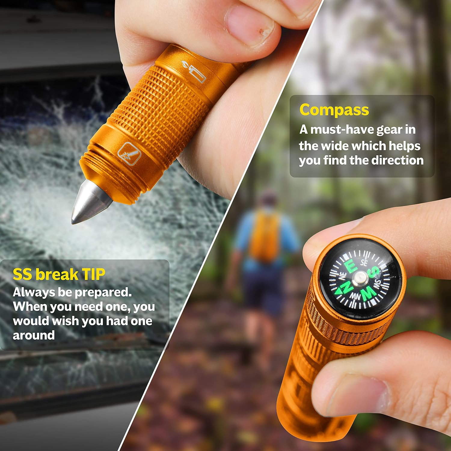 Gifts for Men Women EDC Multitool 5-In-1 Tactical Survival Gear with Flashlight