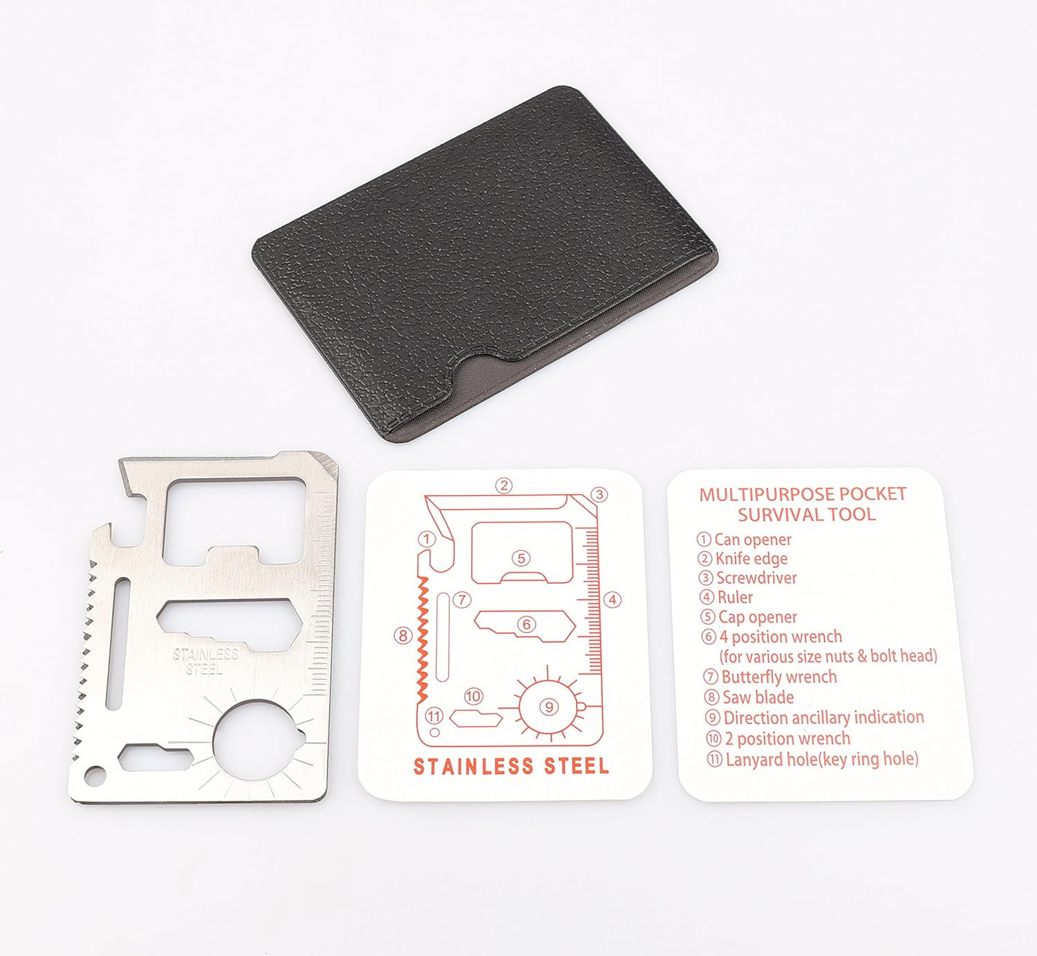 Credit Card 11-In-1 Survival Pocket Tool, Thickened Stainless Beer Opener Steel/