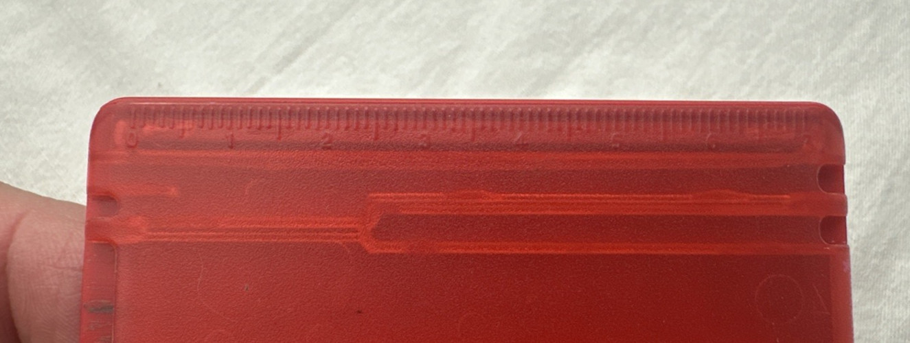 Vintage Brookstone Credit Card Size Multi Tool Knife Scissors File Tweezers Red