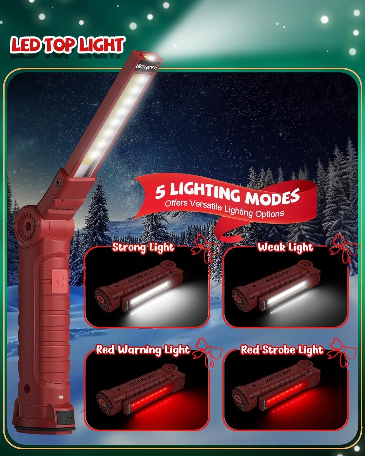Rechargeable LED Work Lights 4 Pack with Magnetic Base 5 Modes for Men Dad