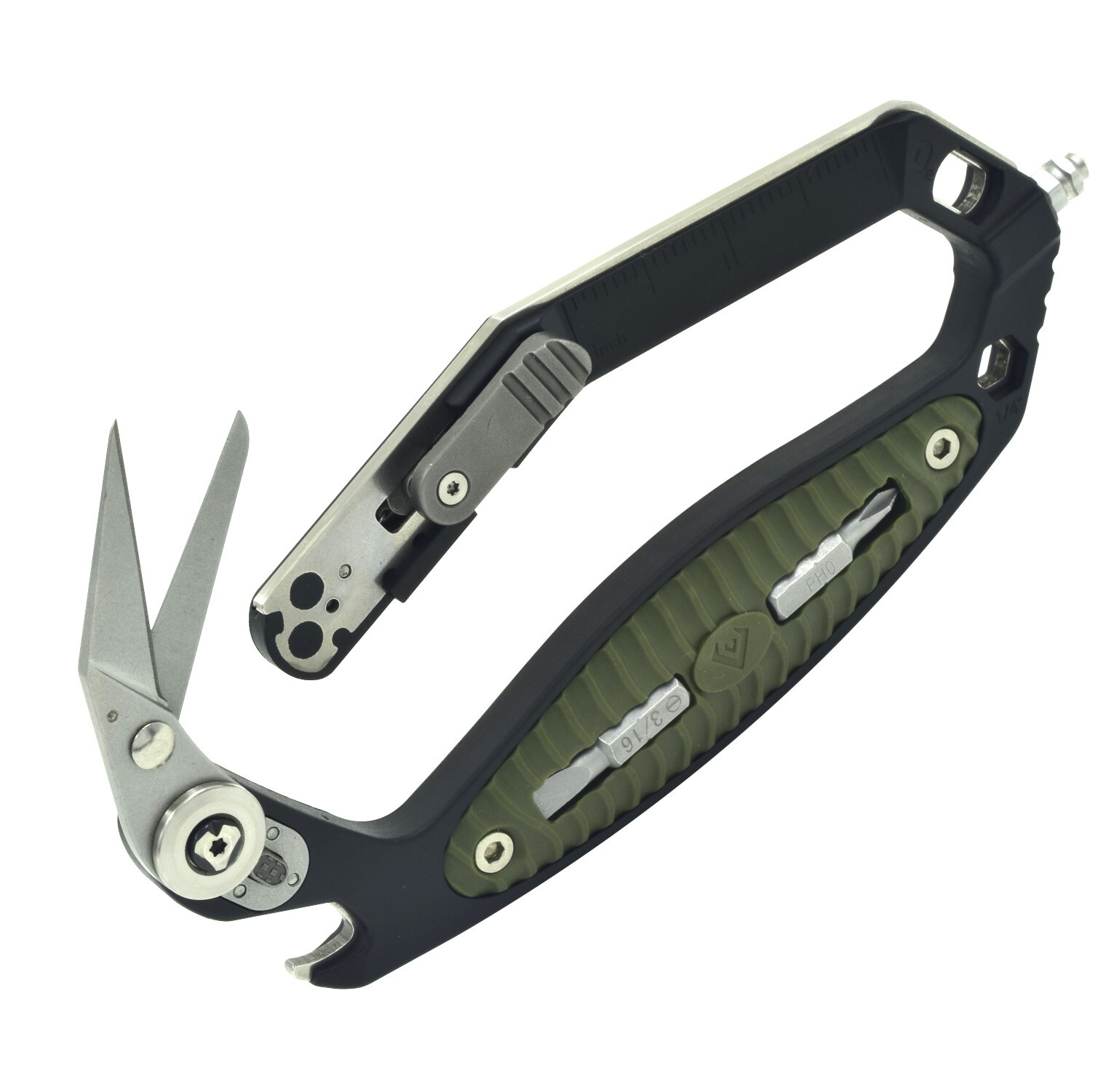 V NIVES C.R.A.B. Rescue and Utility Multi-Tool Hermit-Crab Knife Green And Black