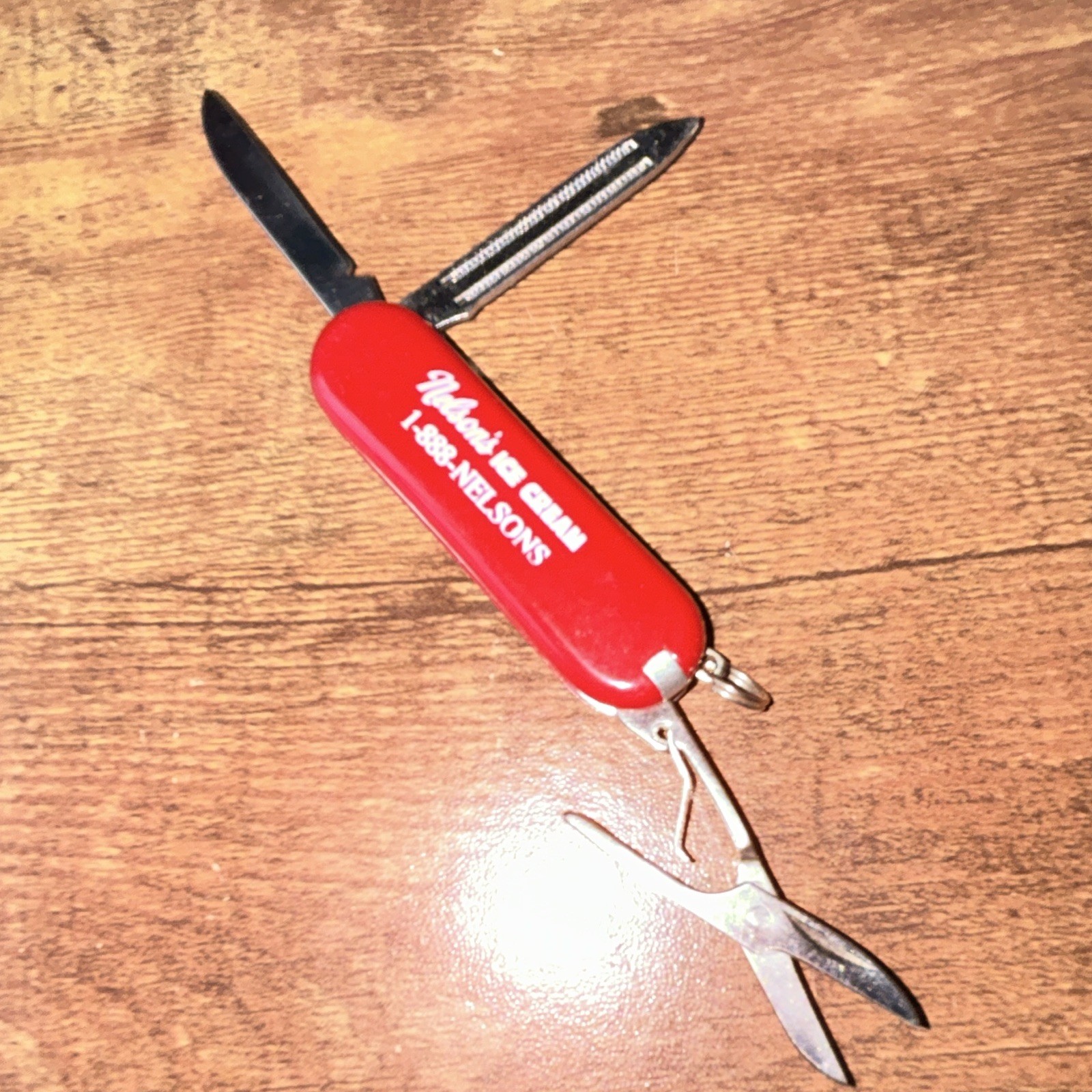 Tom Henson Red Multi-Tool Pocket Knife Scissors File, Stainless Steel, Keyring