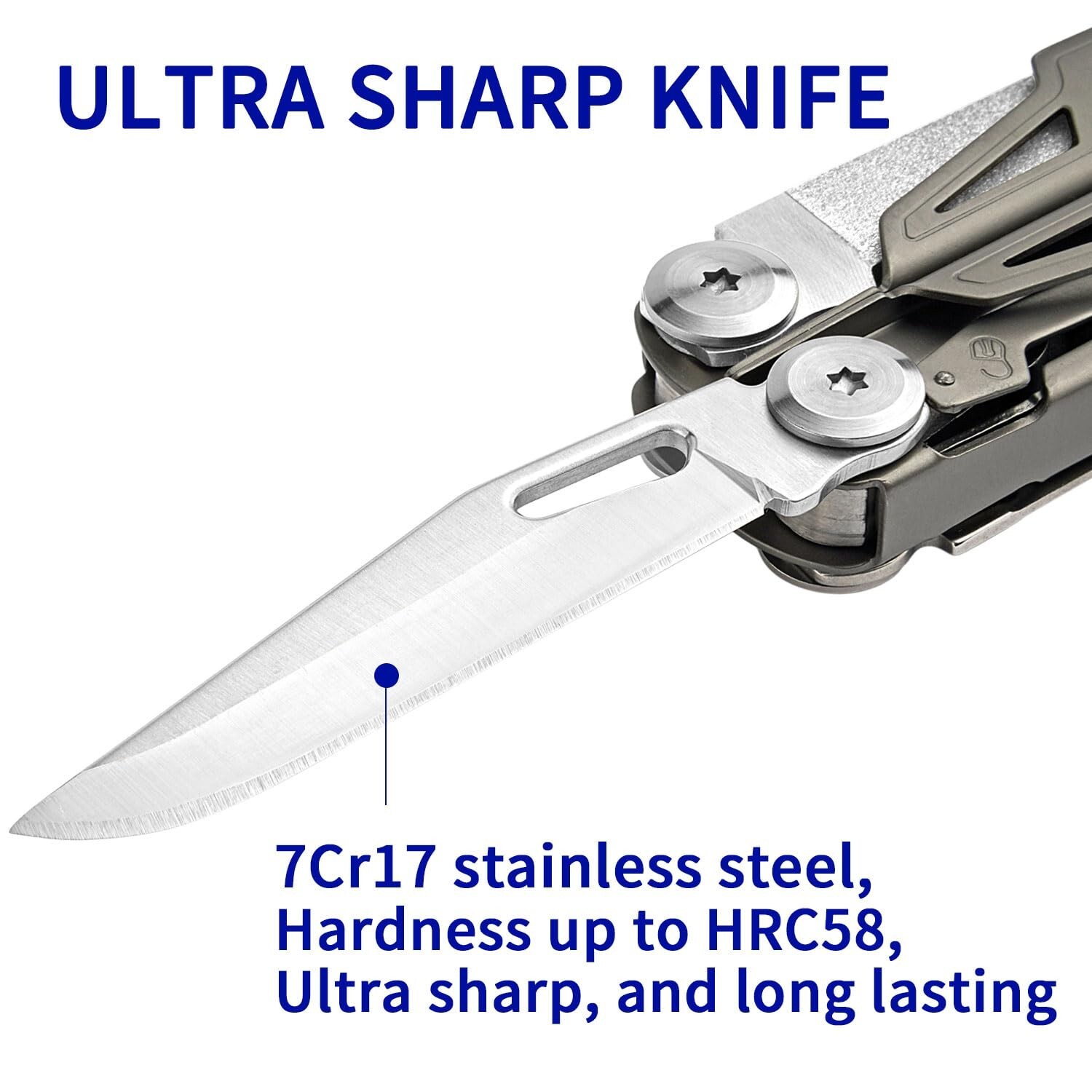 Multitool,19-in-1 Multitool Pliers with Titanium-plated Handle, Safety Lockin…