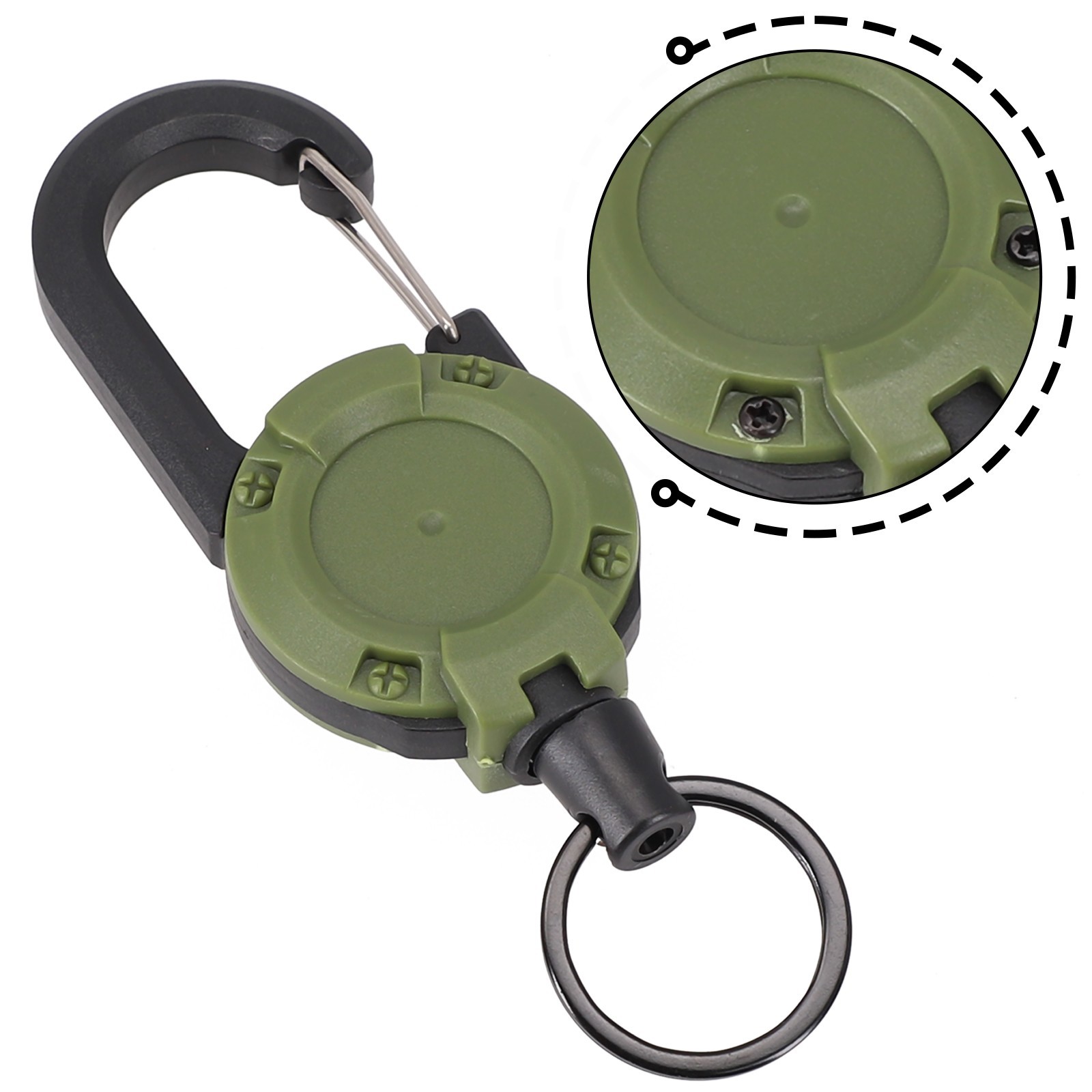 Keychain with Retractable Steel Cord and Multitool Carabiner Attachment