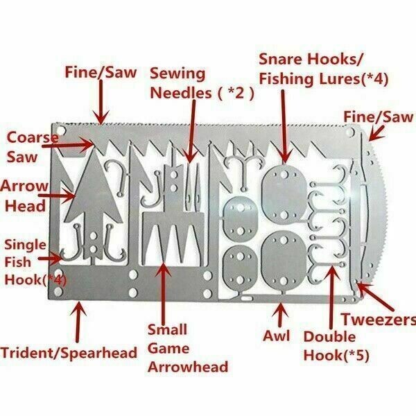 Bugout Fishing 22 in 1 Survival Card Stainless, Lightweight (5706) Free Shipping