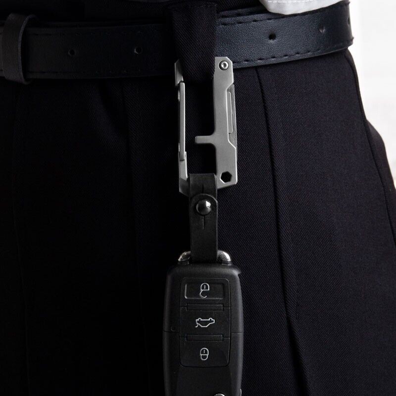 Titanium Multi Tools EDC Keychain Carabiner Folding Utility Knife Scalpel Blade