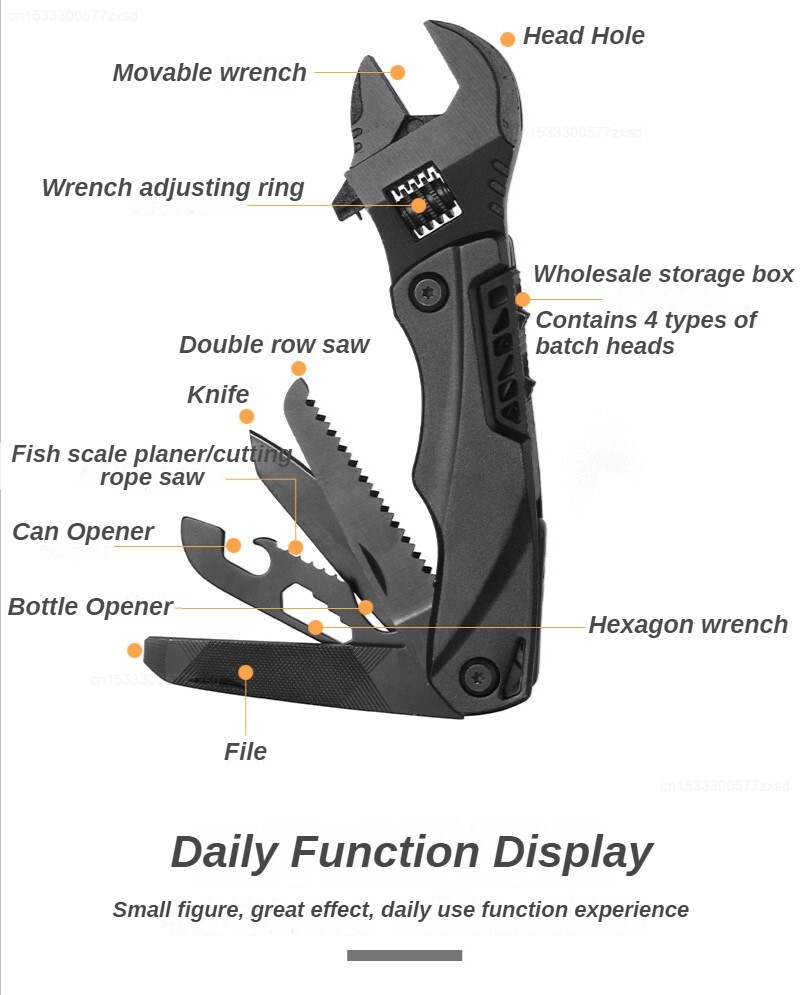 Multi Function Knife Tool With Screwdriver Wrench Purpose Travel Pocket Folding