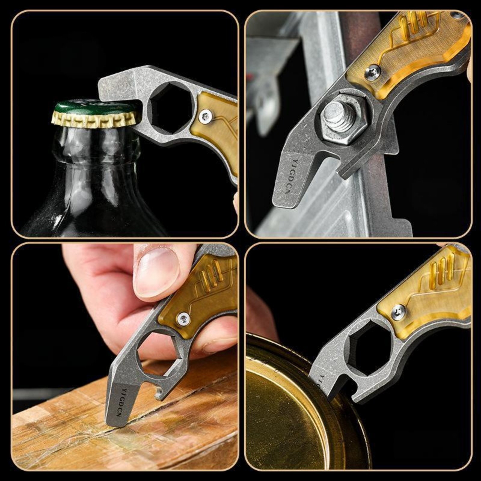 Titanium Alloy EDC Pry Bar Multi Tool Bottle Opener Wrench Outdoor Camping Tool