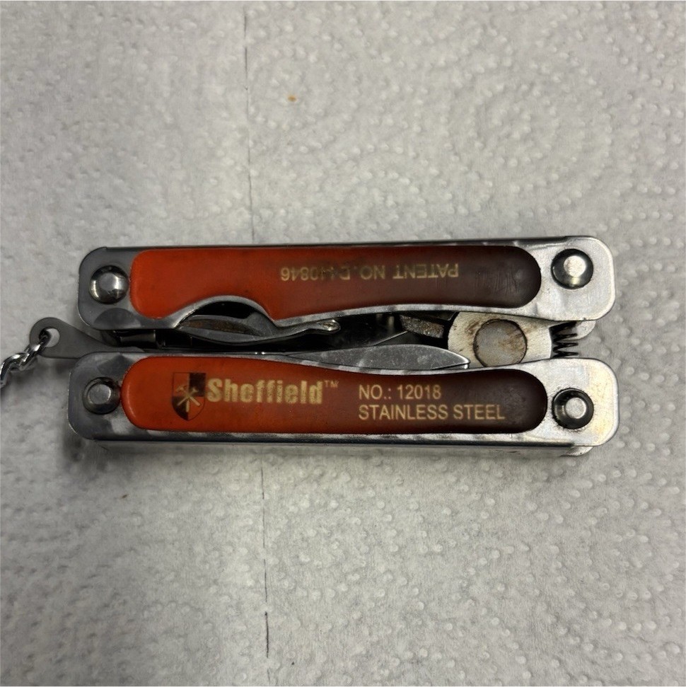 Sheffield 12018 Stainless Steel 8-in-1 Multi-Tool Pliers Knife Scissors Lanyard
