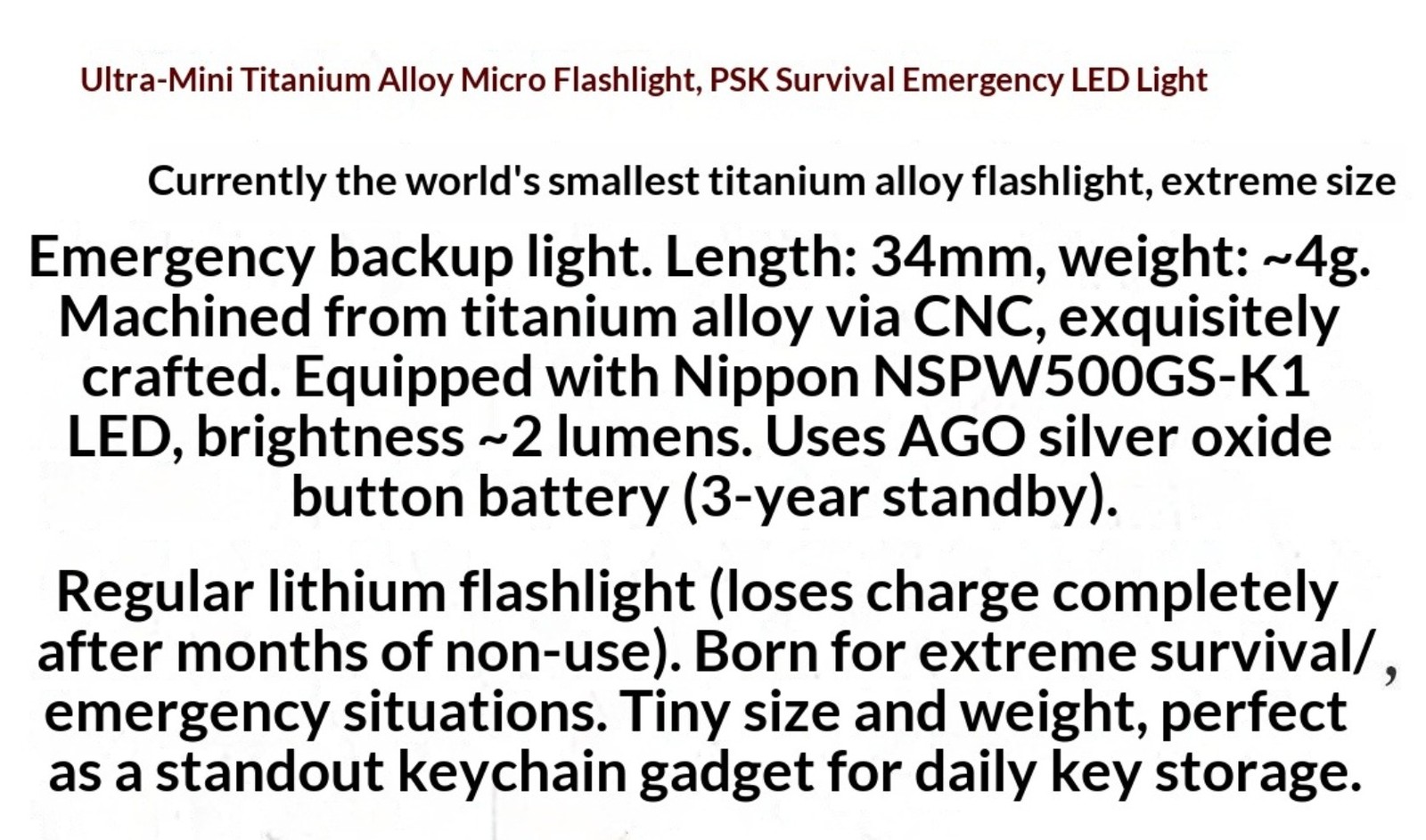 TC4 Titanium Alloy Storage Box Miniature titanium alloy Flashlight Survival Tool