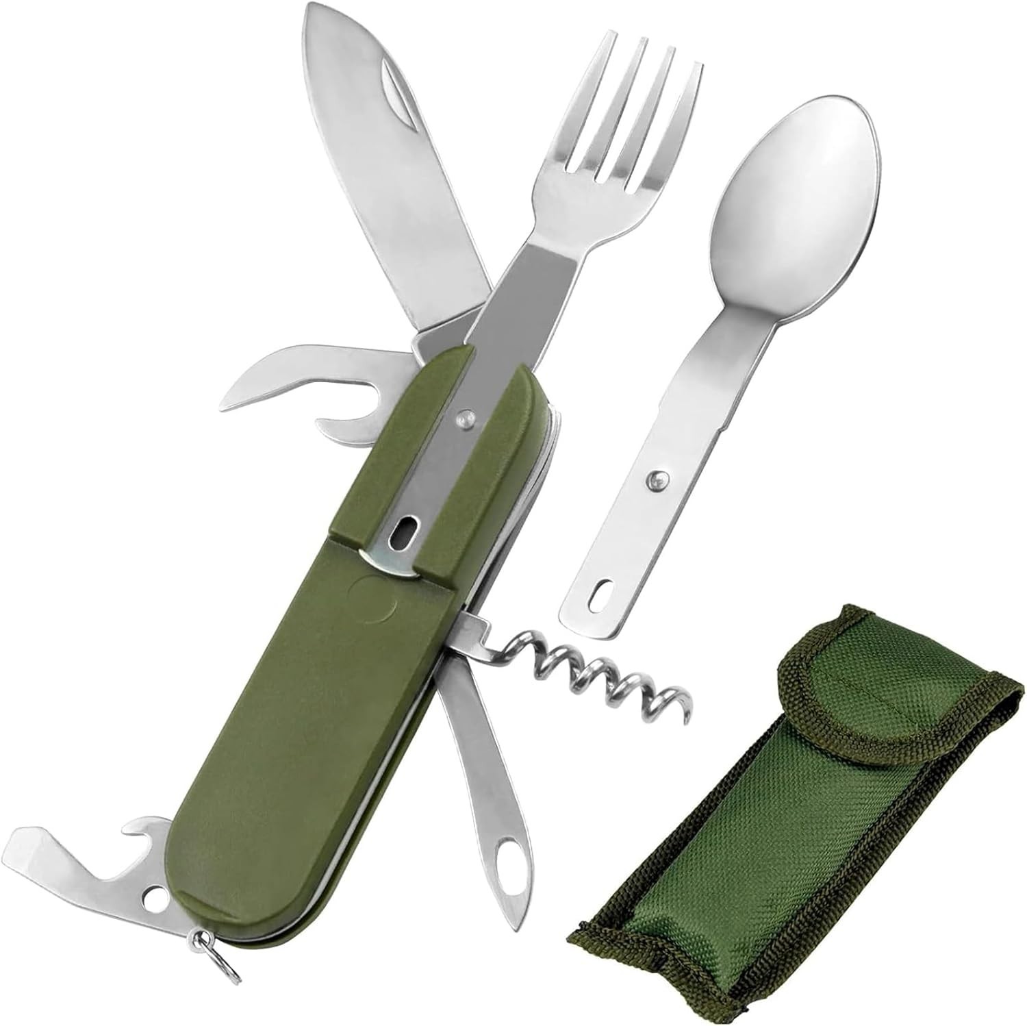 7-In-1 Stainless Steel Multi Function Camping Tool Utensils Knife Spoon Opener
