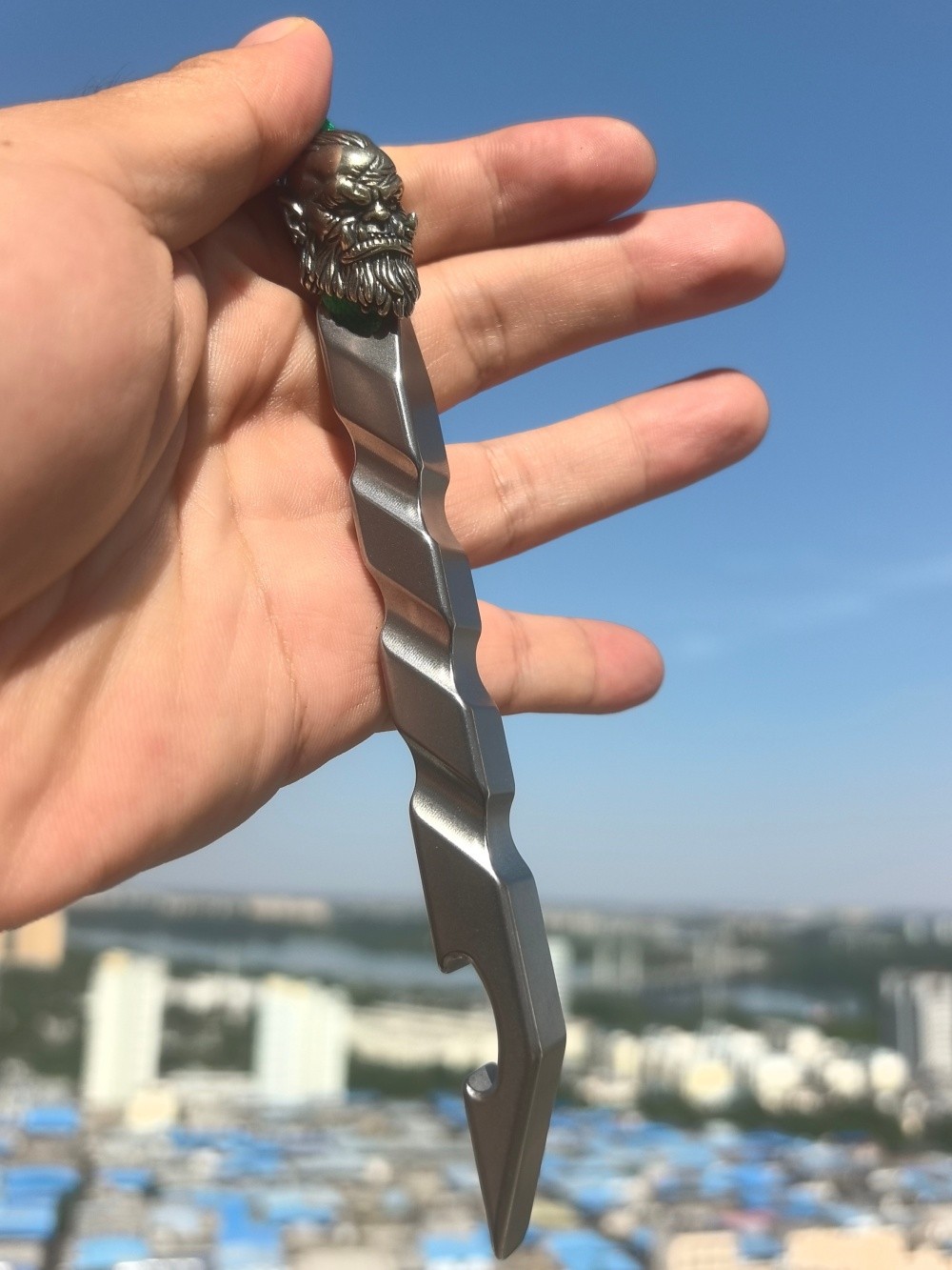 TC21 Titanium alloy pry bar Non-slip handle White copper pendant Rugged EDC Tool