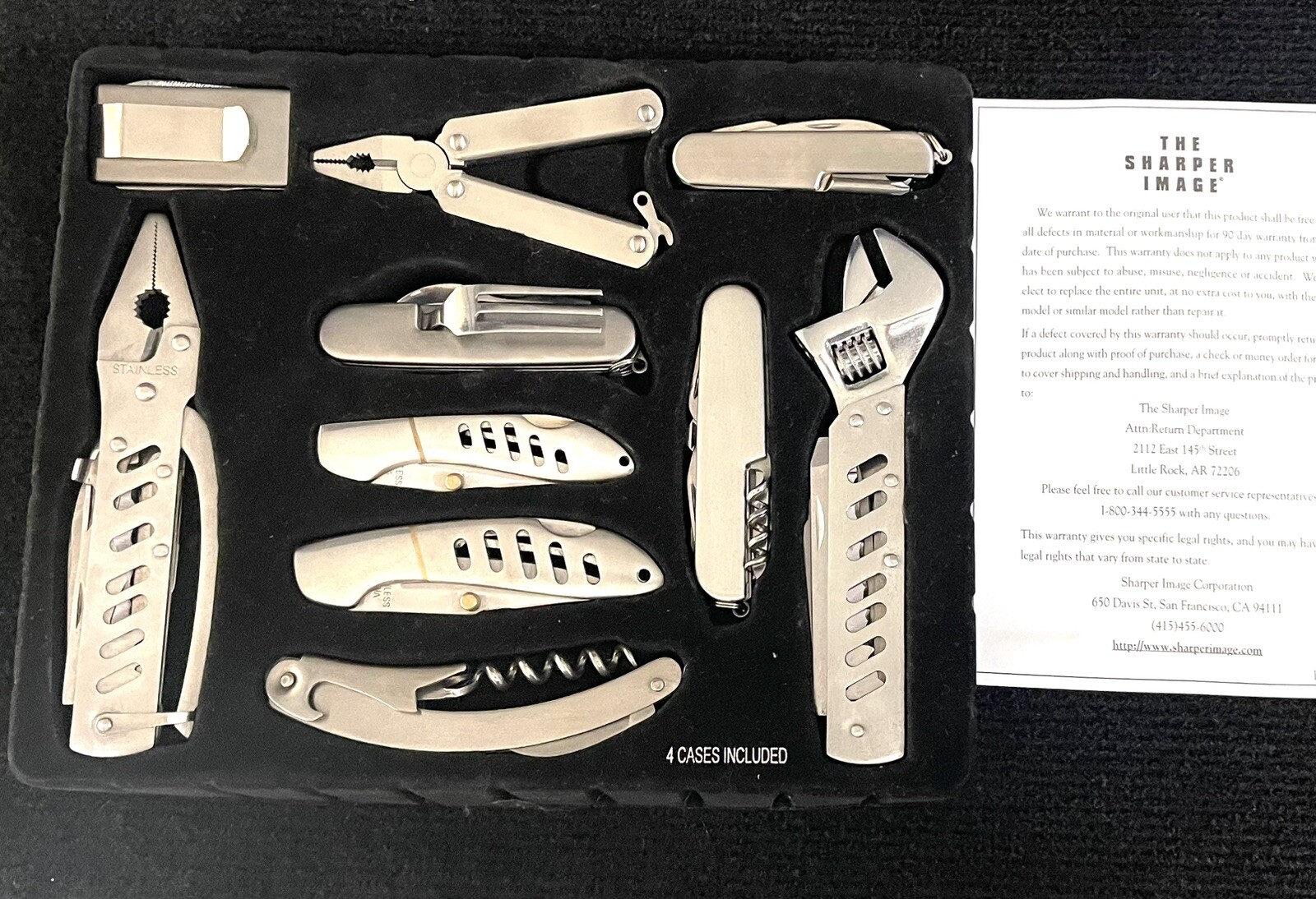 Sharper Image Essential 10 Piece Multi Use Tool Set with 4 Cases New Old Stock