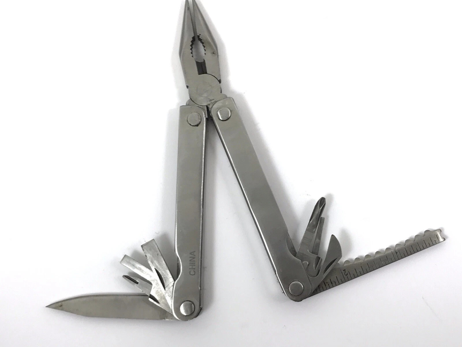 Great Neck Multi Tool Knife Pliers Screwdrivers Ruler Bottle Opener Stainless