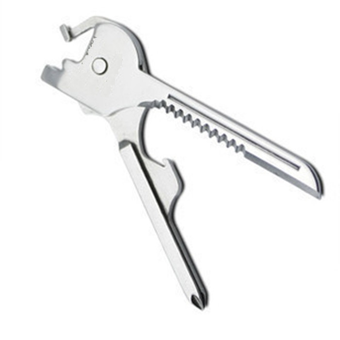 1PCS Multifunction Stainless Steel 6-in-1 Utili Key Tool Keyring Keychain NEW 
