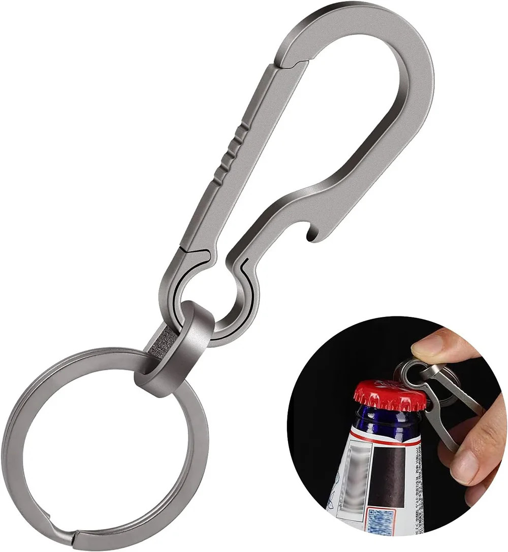 Titanium Buckles EDC Outdoor Tool Titanium Alloy Keychain Tiranium Buckle Key Ri