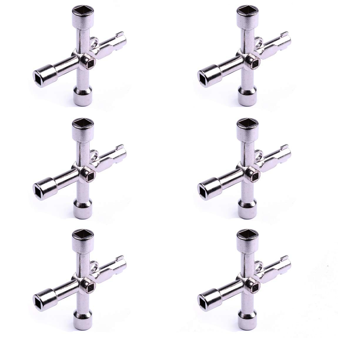 6 PCS 4 In 1 Alloy Triangle Square 4 Way Service Utility Cross Keys Wrench