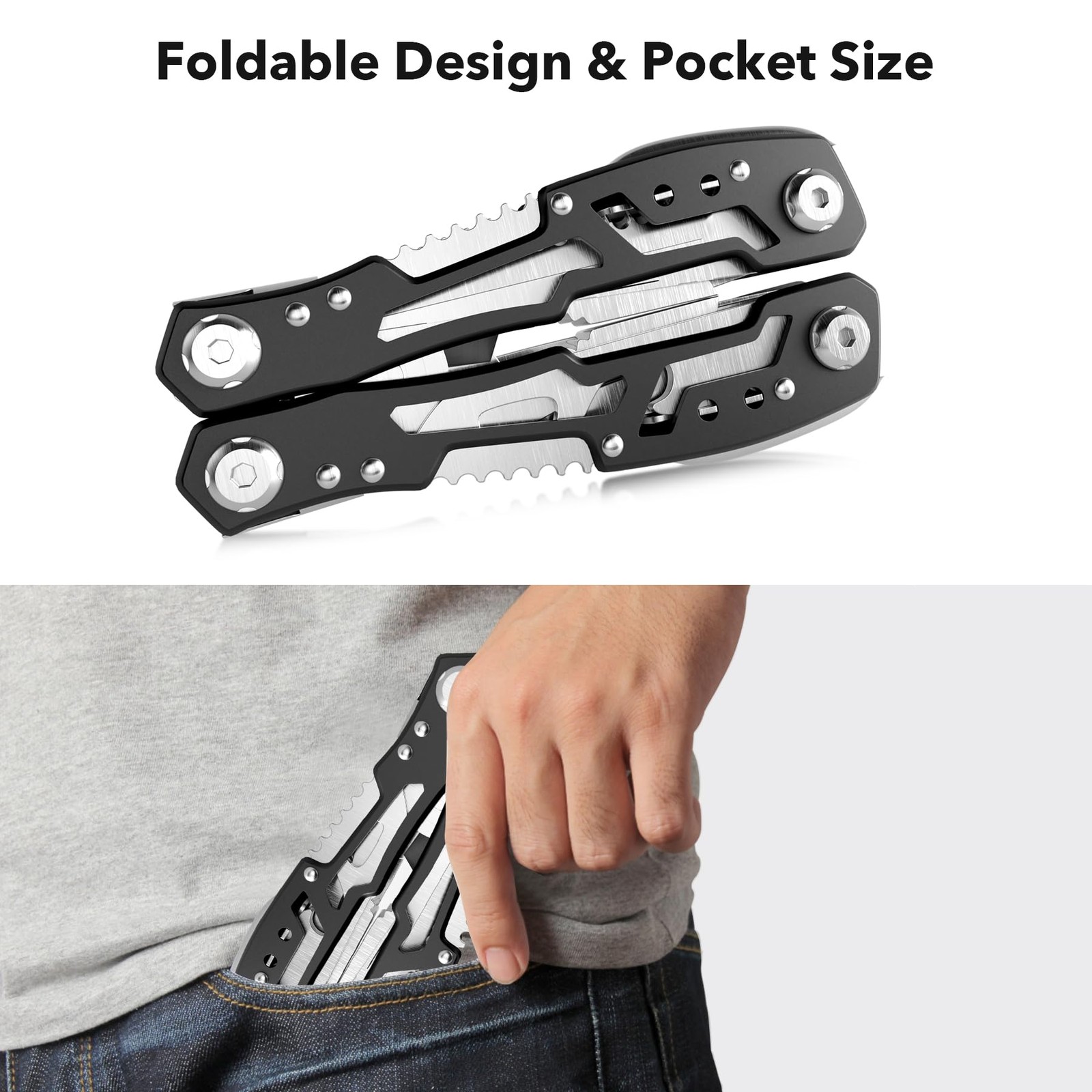 14-In-1 Multitool with Safety Locking, Professional Stainless Steel Multitool…